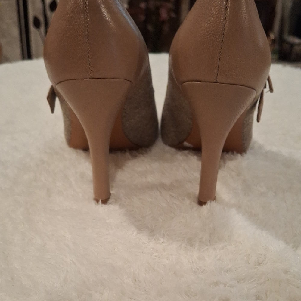 Tahari Tan Suede Mary Jane Heels - Picture 7 of 9